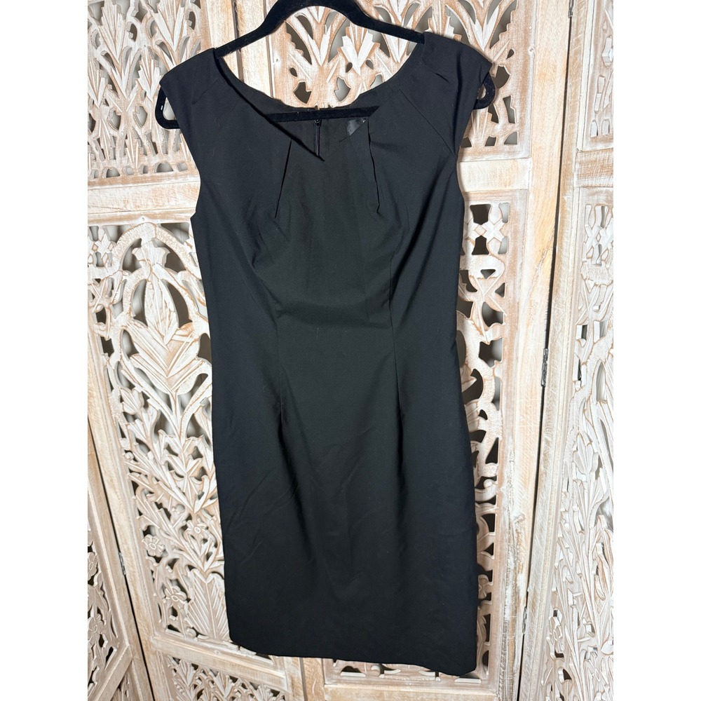 Mossimo Black Stretch Pleated Sheath Dress Size 6 Cap Sleeve Little Black Dress